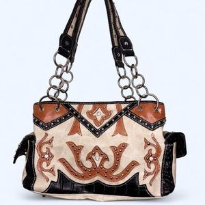 Studded Western Cowgirl Satchel Tote Bag